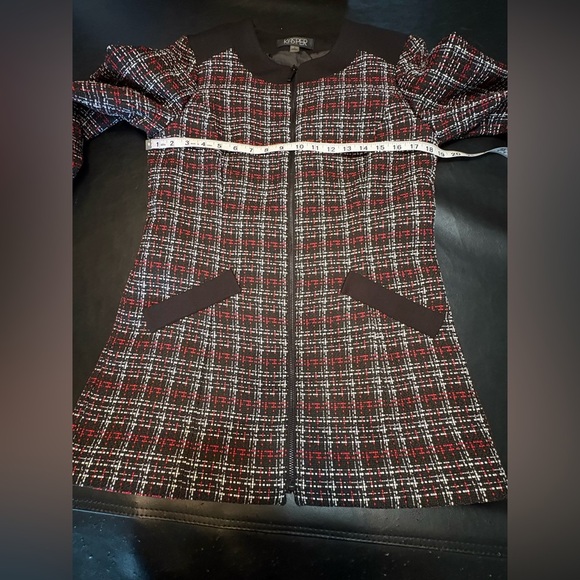 Kasper women's collarless tweed blazer with a plaid pattern size 6 - Picture 10 of 13